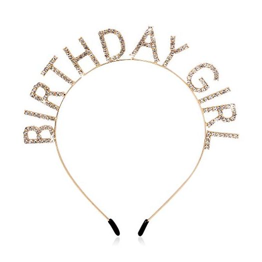 AOPRIE Birthday Girl Headband Birthday Tiara for Women Girls Happy Birthday Princess Crown Rhinestone Happy Birthday Accessories, Gold