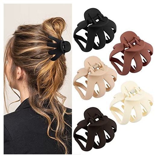 ATODEN 5 Pcs Octopus Hair Clips Matte Hair Clips Octopus Hair Claw 3.14" Large Hair Claw Clips for Women Strong Grip Non-slip Jaw Clips for Thick and Medium Hair Big Spider Claw Hair Clips Hair Styling Accessories Gifts for Women