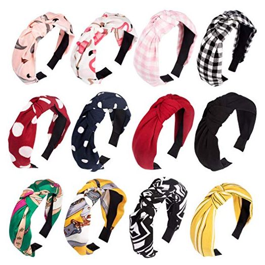 Cubaco 12 Pack Knotted Headbands for Women Womens Headbands for Women Cute top Knot Turban Headband Fashion Boho Headband Bowknot Bows Elastic Wide Headwrap Head Band Elastic Hair Accessories for Women's Hair