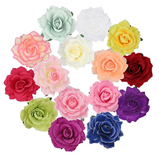 Cubaco Rose Hair Clips for Women, 15 Packs Vintage Hair Flower Brooch Pin Boho Hair Clip Flower Hair Accessories