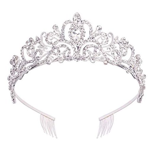 Didder Silver Crystal Tiara Crowns for Women Girls Elegant Princess Crown with Combs Tiaras for Women Bridal Wedding Prom Birthday Cosplay Halloween Costumes Hair Accessories for Women Girls