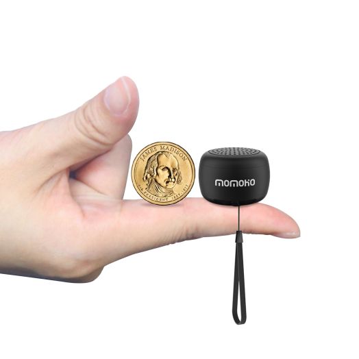 Mini Bluetooth Speaker Wireless with Remote Shutter, Multi-Functional TWS Pairing Bluetooth Speaker, Built-in Mic, Portable Bluetooth Speaker for Outdoor and Indoor (Black)