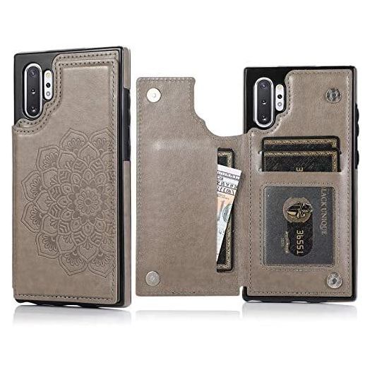 Acxlife Galaxy Note 10 Plus Case Note 10 Pro Card Credit Holder Wallet Protective Cover with Card Slot and Slim Leather Case for Samsung Note 10 Plus 6.8Inch (Gray)