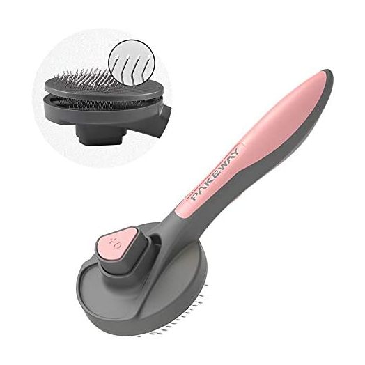 PAKEWAY Cat Dog Grooming Brush, Kitten Slicker Brush, Pet Self Cleaning Shedding Brush Massage Combs for Cats and Dogs with Short, Medium & Long Hair (Pink)
