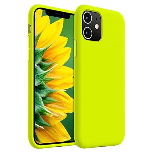 AOTESIER Liquid Silicone iPhone 11 Case,Slim Fit Full Body Protection Shockproof Cover Compatible with iPhone 11,Anti-Scratch&Fingerprint Basic Drop Protection Case (Fluorescent Yellow)