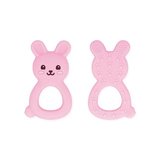 Baby Teething Toys BPA-Free Cute Silicone Bunny Teethers-Easy to Hold Soft and Comfortable Help take The Stress Out of Teething ,Perfect for Newborn Girls and Boys (Pink)