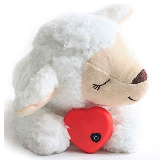 Dog Heartbeat Toy for Anxiety Relief, Dog Soft Plush Toy Pet Calming Puppy Behavioral Training Aid Toy Pet Companion Pillow with Warm Bag for Puppy Dog Cat Kitty Pets - Sheep