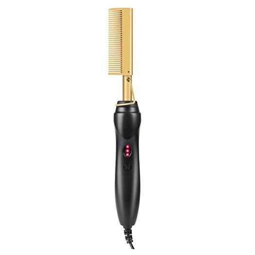 Hot Comb Hair Straightener, Electric Heating Comb, Portable Travel Anti-Scald Beard Straightener Press Comb, Ceramic Comb Security Portable Curling Iron Heated Brush
