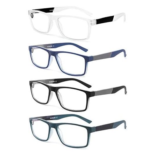 Blue Light Blocking Reading Glasses Computer Readers for Women Men, Anti Glare UV Ray Filter Eyeglasses +1.50 (4 Pack)
