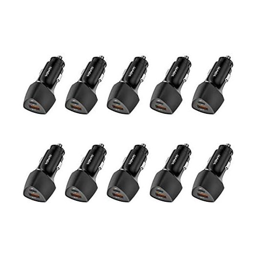 (10pack) SUNDA USB C Fast Car Charger 51W Dual Ports PD/PPS&QC3.0, Cell Phone Automobile Chargers, for Apple Smart-Phones and Android Car Charger, Compatible with iPhone 13/12 Pro/12 Mini/iPhone 12