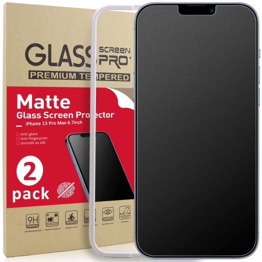 Ambison [2 Pack Matte Glass Screen Protector Compatible for iPhone 13 Pro Max 6.7inch [No Bubbles] [High Definition] Anti-Glare & Fingerprint/Install Frame