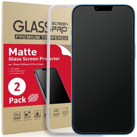 Ambison [2 Pack Matte Glass Screen Protector Designed for iPhone 14 2022/iPhone 13/13 Pro, Install Frame/Bubble Free/Anti-Glare&Fingerprint, 9H Tempered Glass for iPhone 13/13 Pro 2021 6.1inch