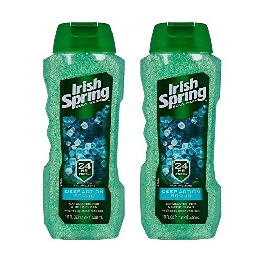 Irish Spring Body Wash Deep Action Scrub 18 fl oz, original,(Pack of 2)