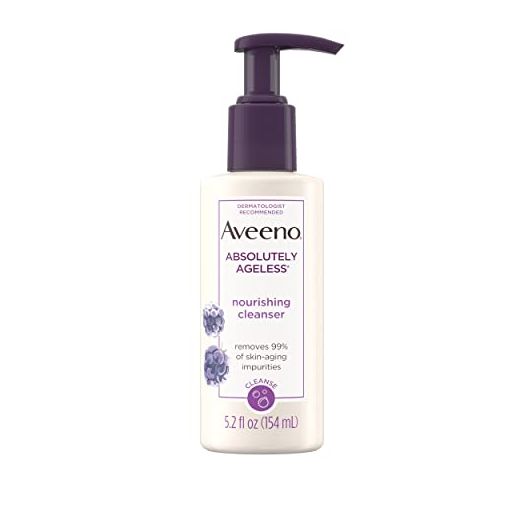 Aveeno Absolutely Ageless Nourishing Daily Facial Cleanser, Antioxidant-Rich Blackberry Extract, Non-Comedogenic Makeup-Removing Face Wash from Dermatologist-Recommended Brand, 5.2 fl. oz