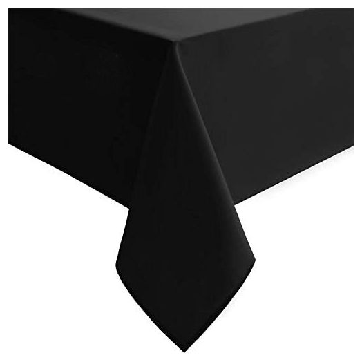 Hiasan Black Rectangle Tablecloth, 54 x 80 Inch, Waterproof & Wrinkle Resistant