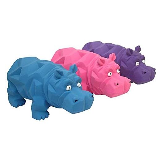 Multipet 3 Pack of Origami Hippo Latex Dog Toys, 8 Inch, Assorted Colors