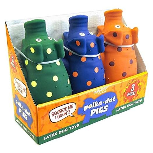 Multipet Polka-Dot Pigs Latex Dog Toys (3 Pack)
