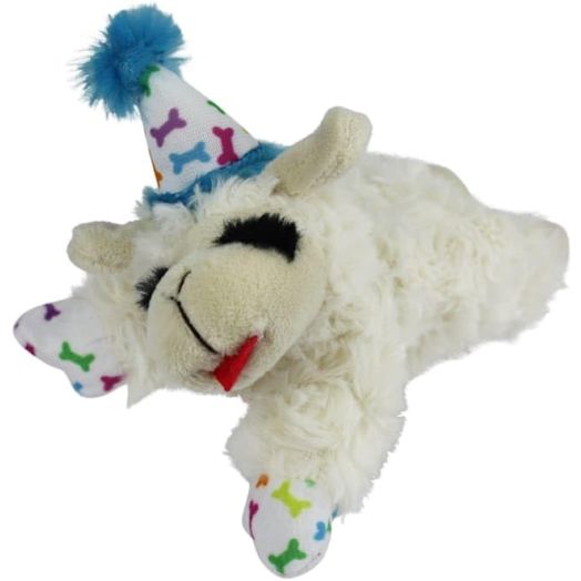 Multipet Blue Happy Birthday Mini Lamb Chop Dog Toy, Small