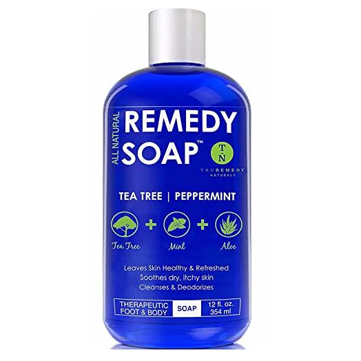 Remedy Soap Tea Tree Oil Body Wash | Helps Body Odor, Athlete's Foot, Jock Itch, Ringworm, Yeast Infections, Skin Irritations | Shower Gel for Women/Men | 100% Natural Tea Tree, Mint & Aloe Skin Cleanser (12 oz)