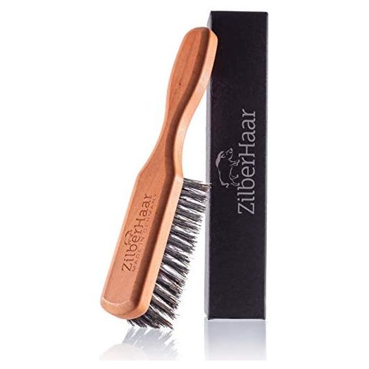 Beard Brush by ZilberHaar - Stiff Boar Bristles - Beard Grooming Brush for Men - Straightens and Promotes beard growth - Works with Beard Oil and Balm to Soften Beard – For beard kits - 6 inches long