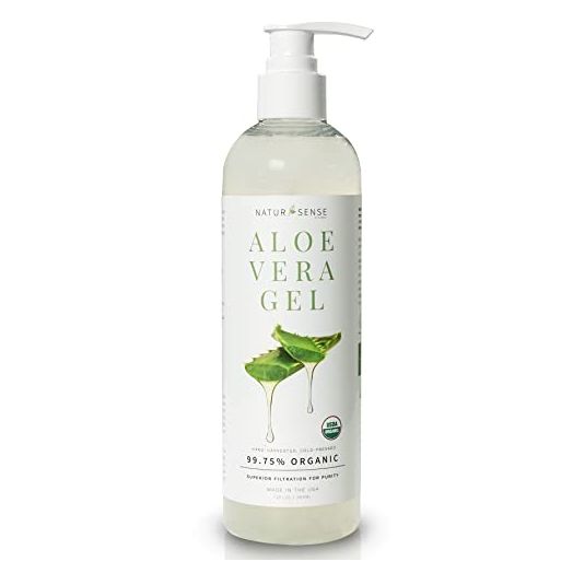 NaturSense Organic Aloe Vera Gel – Now USDA Certified! Great for Face, Hair, Sunburn Relief, Acne, Razor Bumps, Psoriasis, Eczema, Dry Skin Hydration - 12 oz.