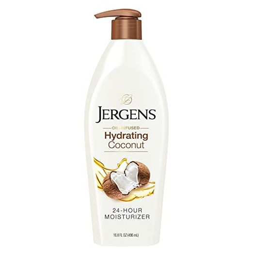 Jergens Hydrating Coconut Body Moisturizer, Infused with Coconut Oil and Water for Long-Lasting Moisture, Hydrates Dry Skin Instantly, 16.8 FL OZ, Dermatologist Tested (Packaging May Vary)