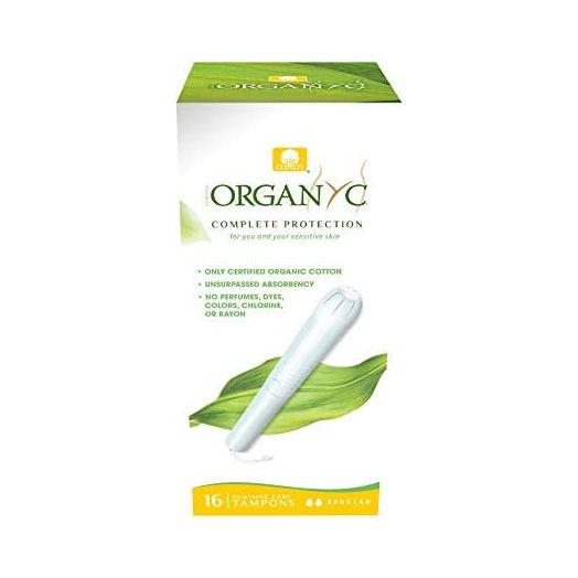 Organyc 100% Certified Organic Cotton Tampons, Cardboard Applicator, Free from Chlorine, Perfumes, Rayon and Chemicals, Regular, 16 Count