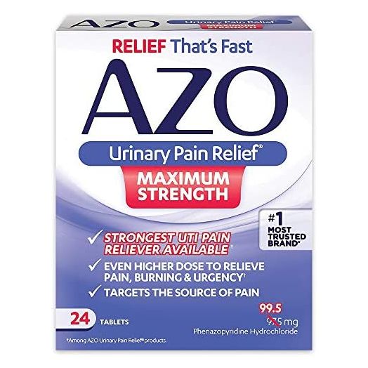 AZO Urinary Pain Relief Maximum Strength | Fast relief of UTI Pain, Burning & Urgency | Targets Source of Pain | #1 Most Trusted Brand | 24 Tablets