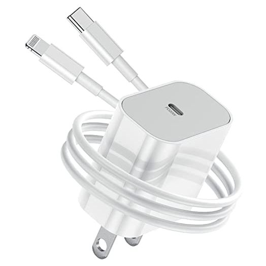 iPhone 13 Fast Charger Block, 20W PD Apple iPhone 12 Charging Block and USB C to Lightning Cable Cord 6ft,Type C Power Adapter Wall Plug Brick Cube for iPhone 13 Pro/12 Mini/12 Pro Max/11,iPad Pro