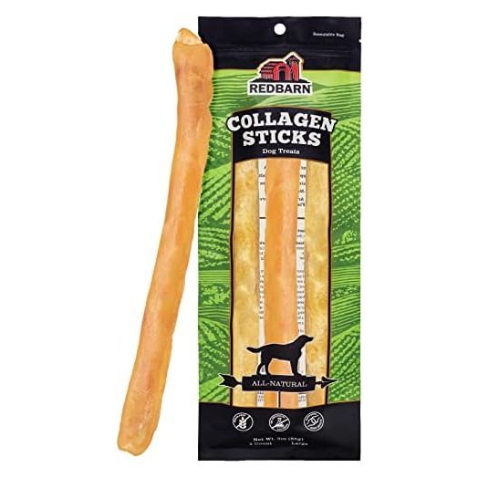 Redbarn All-Natural Large 12” Beef Collagen Sticks for Dogs - Long Lasting Low-Odor Alternative to Traditional Rawhide & Bully Sticks - Supports Healthy Joints, Skin, & Coat - 3 Pack