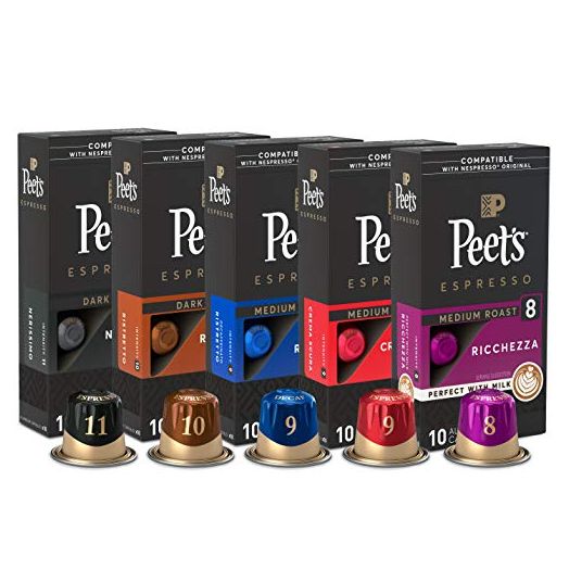 Peet's Coffee Espresso Capsules, 50 Count Single Cup Coffee Pods (Variety Pack)