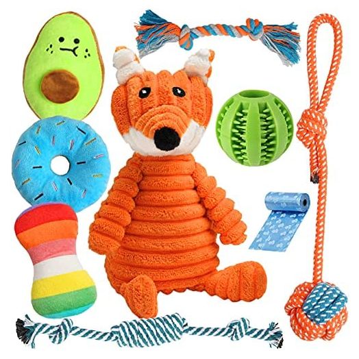 Zeaxuie 9 Pack Luxury Puppy Toys for Teething Small Dogs, Puppy Chew Toys with Cute Squeaky Toys, Treat Ball and More Rope Toys