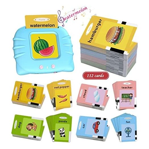 Talking Flash Cards for Toddlers 2-4 Years, 224 Sight Words Pocket Speech Therapy Autism Sensory Toys,Learning Toys Preschool Educational Gifts for Boys(Blue)
