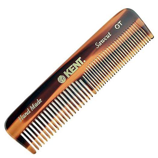 Kent A OT Small Double Tooth Hair Pocket Comb, Beard and Mustache, Coarse / Fine Hair Grooming Comb for Men