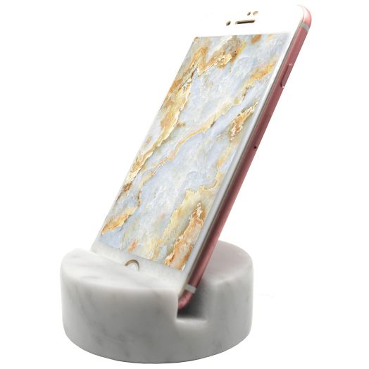 Luxurious Marble Cell Phone Stand Holder for Cellphone Tablet On Desk, Countertop, Table, Nightstand. Heavy Solid Real Stone Mobile Phone Stands