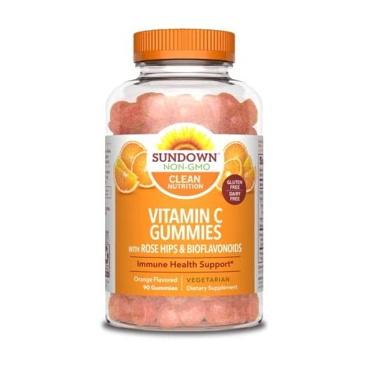 Sundown Vitamin C Gummies with Rosehips, Citrus Bioflavonoids, Non-GMO, Dairy-Free, Gluten-Free, Vegetarian, 90 Count