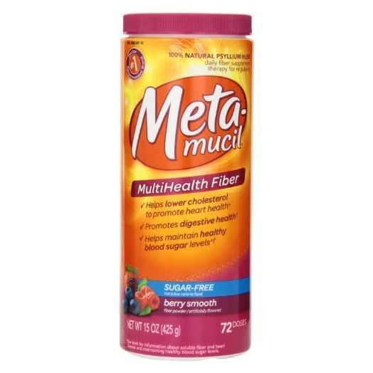 Metamucil Multi-Health Fiber by Meta, Berry Smooth Sugar Free 72 Teaspoons 15 Ounce (Pack of 2)