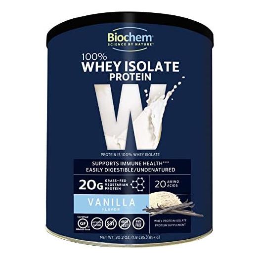 Biochem 100% Whey Isolate Protein, Vanilla, 30.2 oz, 20g Protein