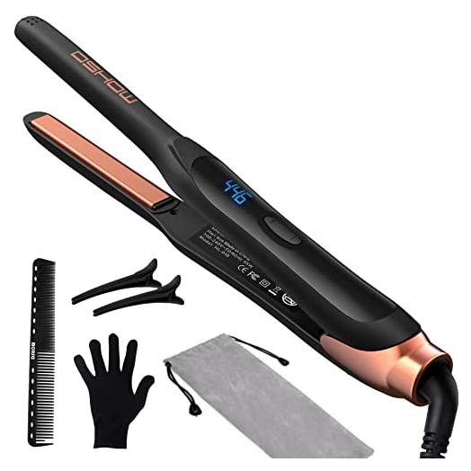 DSHOW Pencil Flat Iron Mini Hair Straightener for Short Hair, 3/10 inch