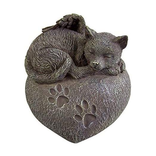 Cat Ashes Urn - Heart Shaped Sleeping Angel Cat Memorial Urn
