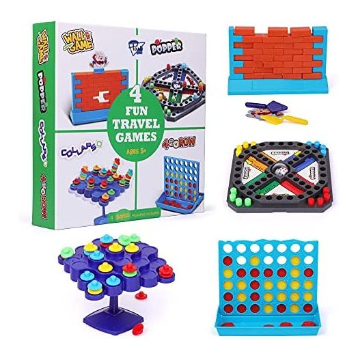 Point Games Travel Games 4-in-1 Airplane Travel Essentials, Road Trip Essentials Kids Fun Games