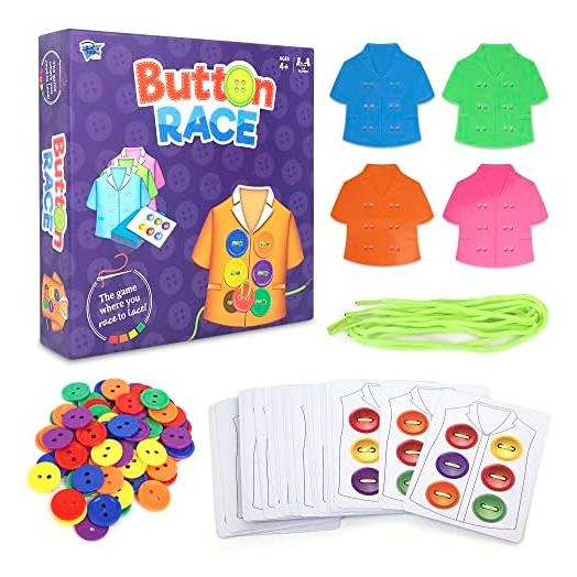 Point Games Lacing Cards Sequence Game - Threading. Sewing, Button Lace Occupational Therapy Toy, Boys & Girls Fine Motor Toys, Educational Preschool Games for Kids Ages 4+
