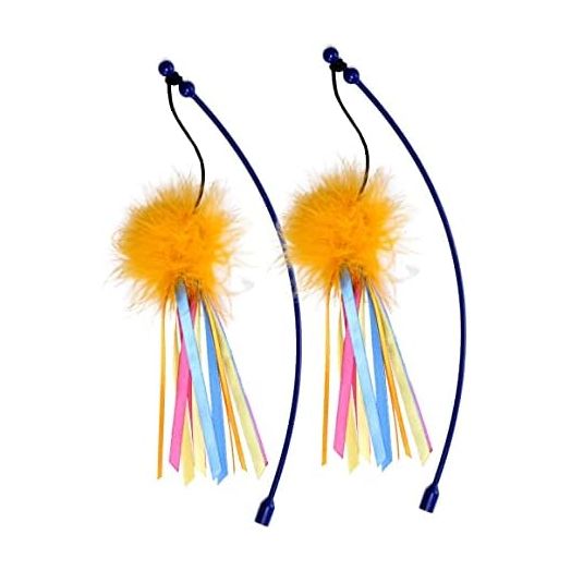 SmartyKat (2 Count) Scratch 'N Spin Replacement Wand Cat Toys - Multi Color, 2 Count