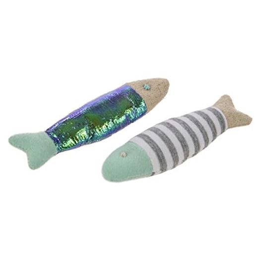Petlinks (2 Count HappyNip Flipper Fish Cat Toys, Contains Silvervine & Catnip - Multi Color, 2 Count