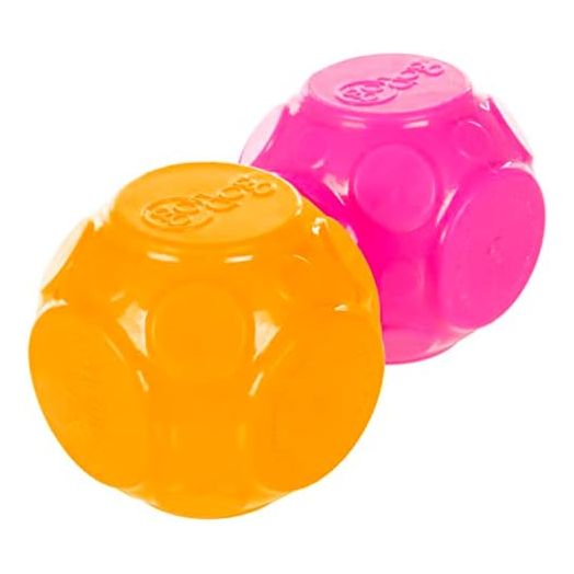 goDog 2-Pack Silent Squeak Ball Dog Toy Set, for Light to Moderate Chewers - Orange/Pink, 2-Pack