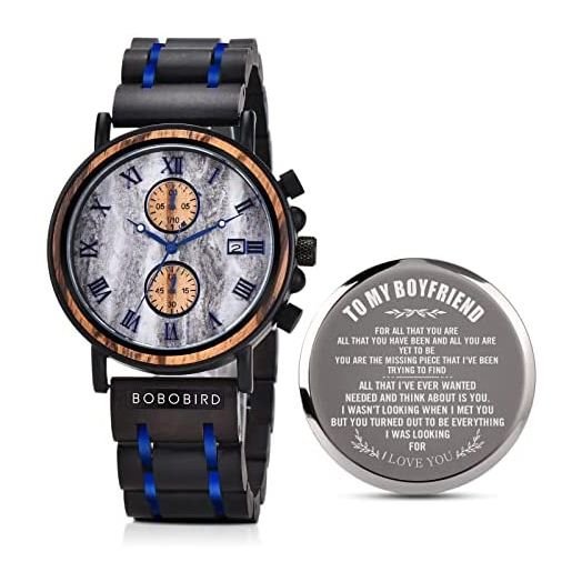 Engraved Wood Watches Personalized Gifts for Men Husband Boyfriend My Man Fiancé Groomsman Wedding Birthday Christmas Anniversary Wacth