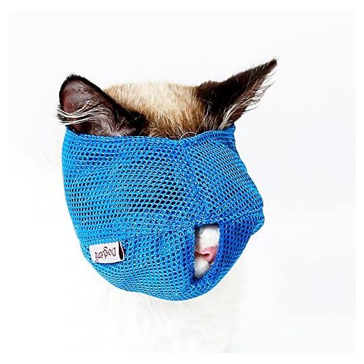 Cat Muzzles - Breathable Mesh Muzzles Prevent Cats from Biting and Chewing - Anti Bite Anti Meow (Blue-L)