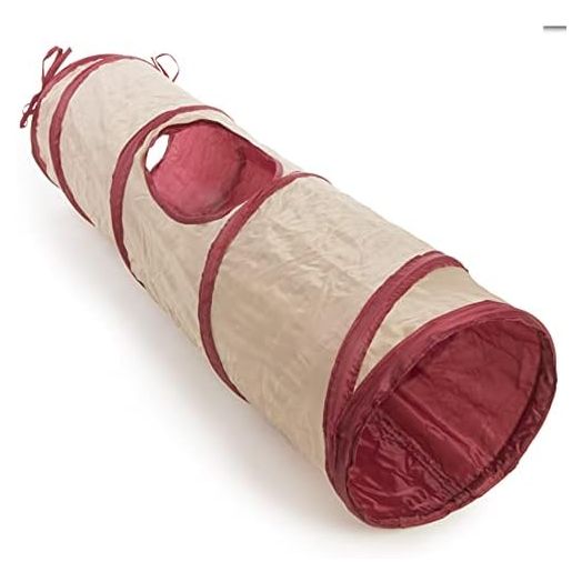 SmartyKat Crackle Chute Crinkle Activity Tunnel Cat Toy - Tan/Red, One Size