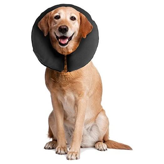 ZenPet Protective Inflatable Recovery Collar for Dogs and Cats - Soft Pet Cone Does Not Block Vision E-Collar - Designed to Prevent Pets from Touching Stitches, Wounds and Rashes