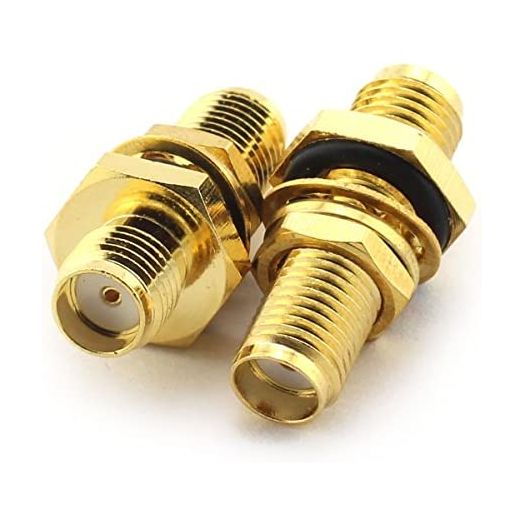 E-outstanding 2 x SMA/SMA Type Adapter SMA-Female Plug to SMA-Female Jack Waterproof Bulkhead Panel Mount RF Coaxial Antennas Connector Straight
